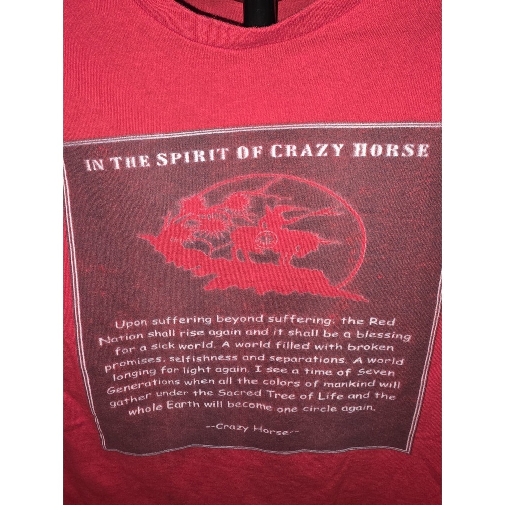 in‎ the spirit of crazy horse. Size M 20 1/2" PTP,  26" Long  21" Sleeves....